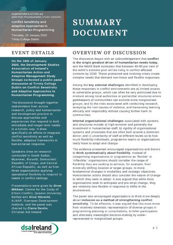 DSAI HASG AMSG_Conflict Sensitivity and Adaptive Approaches - Summary Doc_20200127