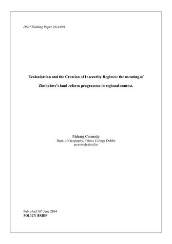 Publication cover - Ecolonisation and the Creation of Insecurity Regimes